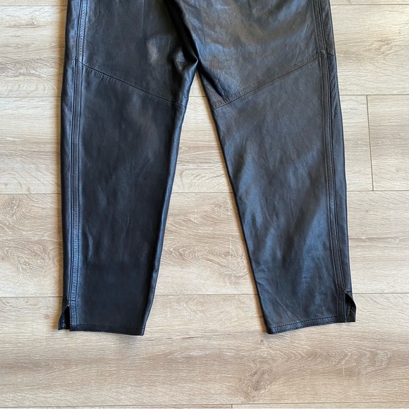 Vintage leather pants 100% Leather Rayon lined high waist motorcycle biker pants - Picture 6 of 13